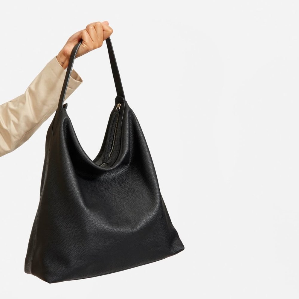 NWT Everlane The Boss Leather Hobo Bag - Black - Italy